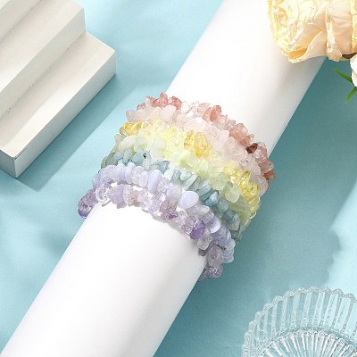 7Pcs Gemstone Stretch Bracelet Sets BJEW-JB11174-1
