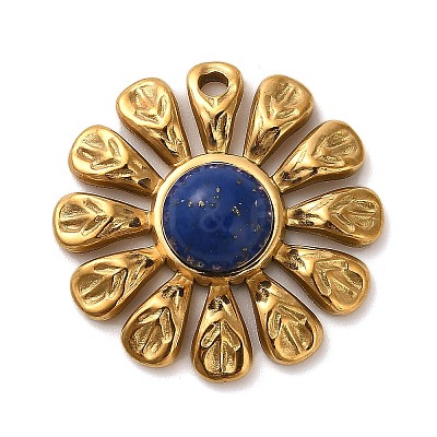 Dyed Natural Lapis Lazuli Flower Pendants STAS-R009-05G-02-1