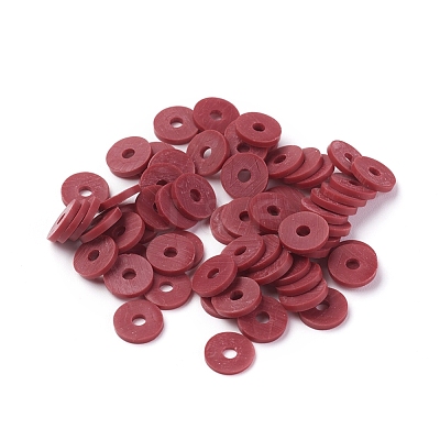 Flat Round Handmade Polymer Clay Beads CLAY-R067-8.0mm-29-1