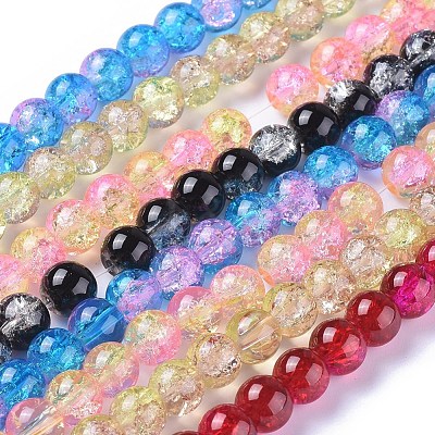 Two Tone Crackle Glass Beads X-CCG-Q002-8mm-M-1