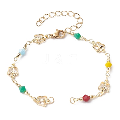 Butterfly Glass Seed Beaded Link Bracelet Making AJEW-JB01150-31-1