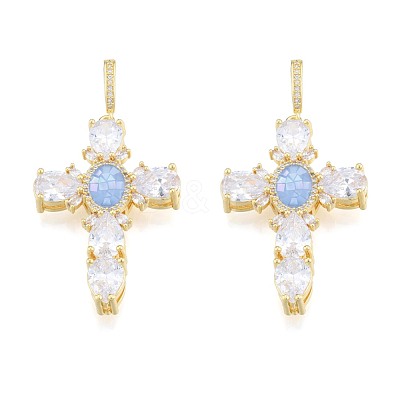 Brass Micro Pave Clear Cubic Zirconia Pendants KK-N227-108C-1