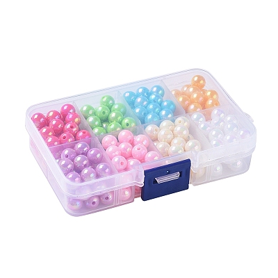 8 Color Plating Eco-Friendly Poly Styrene Acrylic Beads SACR-X0015-06-8mm-1