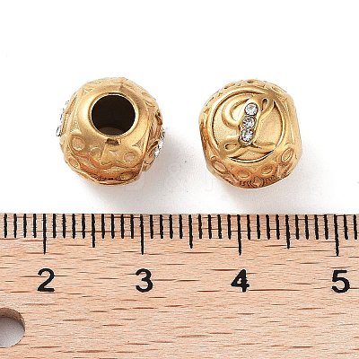 Ion Plating(IP) 304 Stainless Steel Rhinestone European Beads STAS-A092-10L-G-1