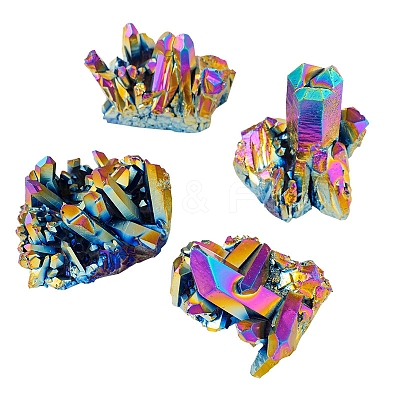 Electroplated Natural Druzy Quartz Crystal Cluster Ornaments PW-WG24416-01-1