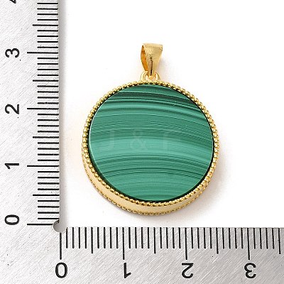 Rack Plating 925 Sterling Silver Pave Natural Malachite Pendants G-K352-01G-1