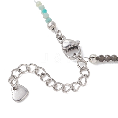 2MM Natural & Synthetic Mixed Gemstone Gradient Color Faceted Round Beaded Necklaces for Women NJEW-JN05865-02-1