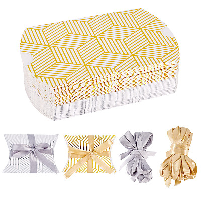 30 Sets 2 Colors Hot Stamping Pillow Cardboard Paper Printed Candy Boxes CON-TA0001-29-1