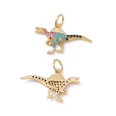 Rack Plating Brass Micro Pave Colorful Cubic Zirconia Pendants ZIRC-C040-48B-G-1