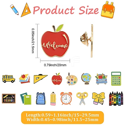 16Pcs 16 Styles Back To School Theme Enamel Pin JEWB-CJ0003-60-1