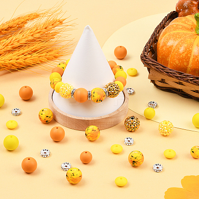 64Pcs Round & Rondelle Food Grade Eco-Friendly Silicone Beads SIL-SP0001-19F-1