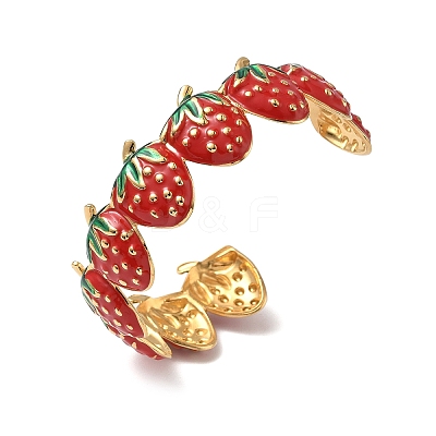 304 Stainless Steel Enamel Cuff Bangles for Women LS-BJEW-F518-01G-1