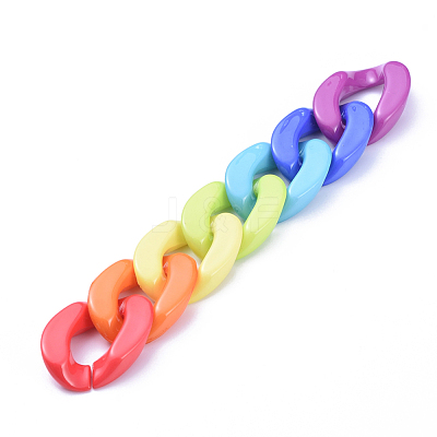Handmade Opaque Acrylic Curb Chains X-AJEW-JB00573-1