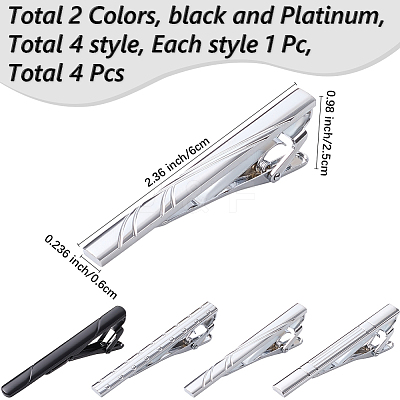 4Pcs 4 Styles Brass Tie Clips for Men FIND-GF0008-04-1