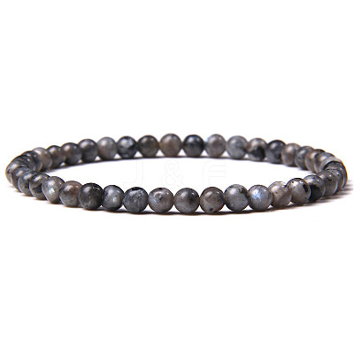 4mm Round Natural Labradorite Beads Bracelet for Men KG3069-10-1