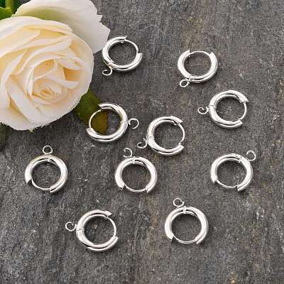 201 Stainless Steel Huggie Hoop Earring Findings STAS-P283-01C-S-1