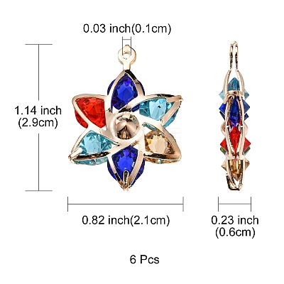 6Pcs Rack Plating Iron Glass Pendants IFIN-YW0001-52-1