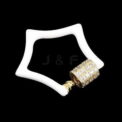Star Brass Micro Pave Clear Cubic Zirconia Screw Carabiner Clasps KK-B167-01C-01G-1