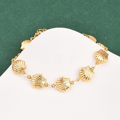 Beach 304 Stainless Steel Shell Sea Animals Link Chain Bracelets BJEW-D359-15A-G-1