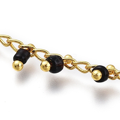 Brass Handmade Glass Beaded Necklaces NJEW-JN03135-03-1