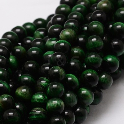 Natural Tiger Eye(Dyed & Heated) Round Beads Strands G-E329-6mm-40A-1