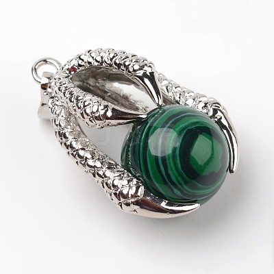 Eagle Claw Alloy Malachite Pendants X-G-L455-A21-1