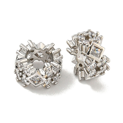 Rack Plating Brass Micro Pave Clear Cubic Zirconia European Beads KK-L215-012P-1