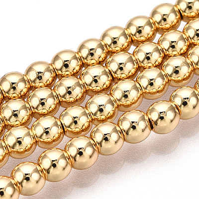 Electroplate Non-magnetic Synthetic Hematite Bead Strands G-Q466-4mm-04-1