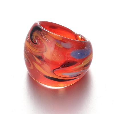 Mixed Handmade Lampwork Wide Band Rings RJEW-X0005-B-1
