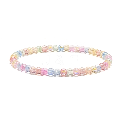 Sparkling Crackle Glass Round Beads Stretch Bracelets Set BJEW-JB07189-1