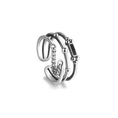 Rectangle 925 Sterling Silver Enamel Adjustable Cuff Rings for Women FS-WGEEF9E-01-1