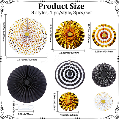 8Pcs Paper Fans Flower for Wedding Birthday Carnival Welcome Party Decorations AJEW-GF0013-45C-1