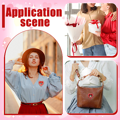 4Pcs 4 Styles Heart Polyester Embroidered Cloth Patch PATC-NB0001-67B-1