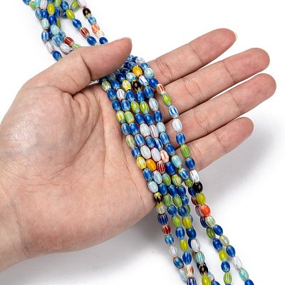 Oval Handmade Millefiori Glass Beads Strands LK-R004-85-1