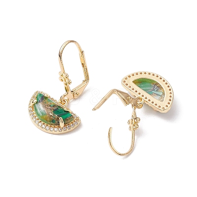 Brass Micro Pave Cubic Zirconia Leverback Earring EJEW-C077-15KCG-1