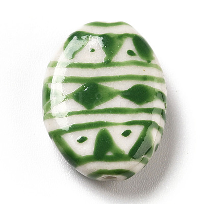 Handmade Printed Porcelain Beads PORC-F005-01B-1