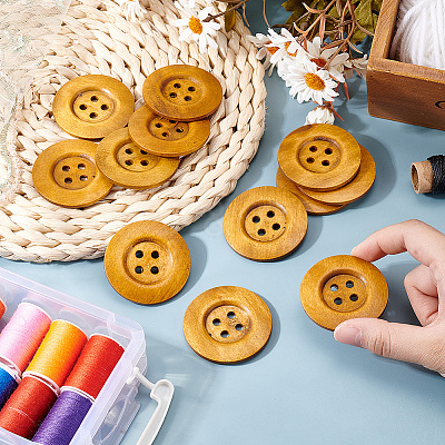 40Pcs Wood Buttons BUTT-OC0001-53A-1