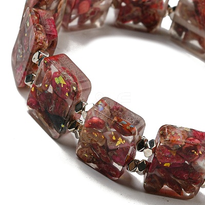 Dyed Natural Imperial Jasper with Resin Beaded Stretch Bracelets BJEW-G698-01A-03-1