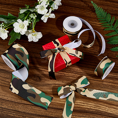 3 Rolls 3 Sizes Camouflage Polyester Grosgrain Ribbon AJEW-WH0695-025-1