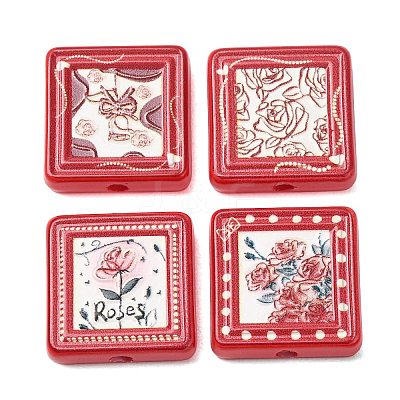 Baking Paint Printed Acrylic Beads AC-CBA46F7-01-1