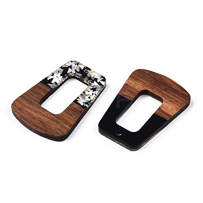 Opaque Resin & Walnut Wood Pendants RESI-N039-65B-1
