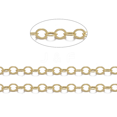 Brass Flat Oval Cable Chains X-CHC025Y-G-1