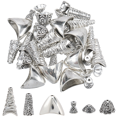 48Pcs 6 Styles Apetalous Alloy Bead Cone FIND-SP0003-52-1