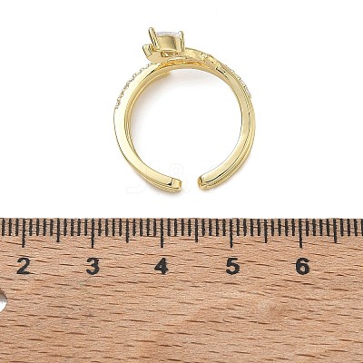 Brass Micro Pave Cubic Zirconia Cuff Open Rings for Women RJEW-L343-05G-02-1