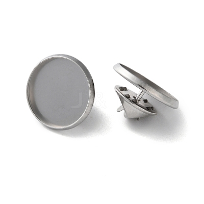 304 Stainless Steel Flat Round Brooch Brooch Base Settings STAS-S172-10A-P-1