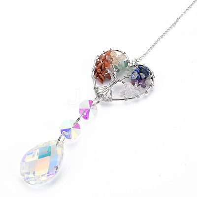 Natural Mixed Gemstone Big Pendants G-N333-008G-1