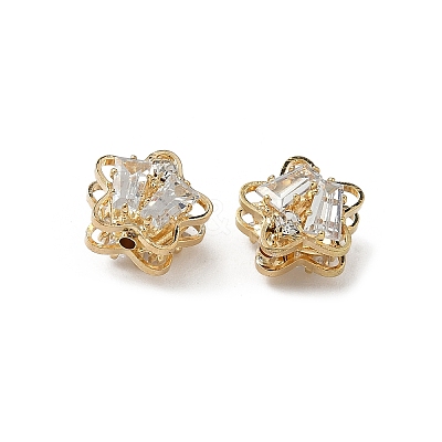 Brass Micro Pave Cubic Zirconia Beads KK-S336-08G-A-1