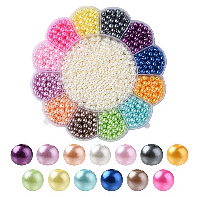 13 Style Spray Painted ABS Plastic Imitation Pearl Beads OACR-YW0001-41-1