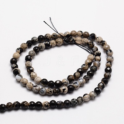 Faceted Natural Agate Round Beads Strands G-E318B-4mm-04-1