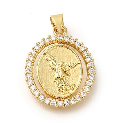 Rack Plating Brass with Cubic Zirconia Pendants KK-Z086-33G-14-1